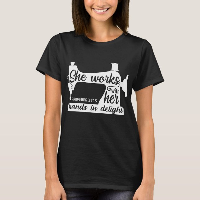 Sewing Machine Quilting Crocheting Faith Jesus God T-Shirt (Front)