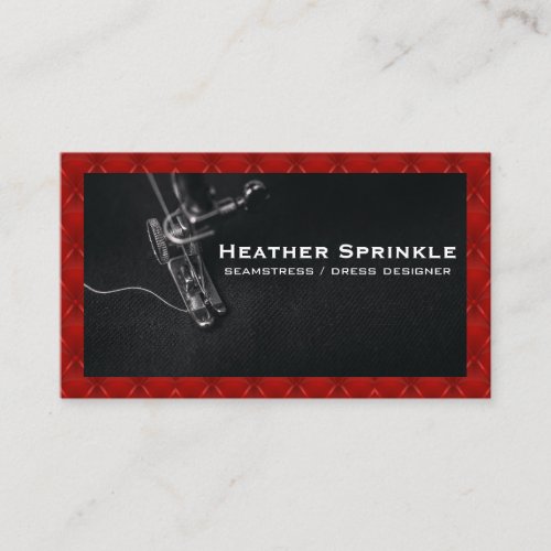 Sewing Machine  Red Upholstered Padding  Business Card