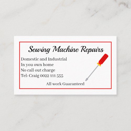 Sewing Machine Repairs Business Card