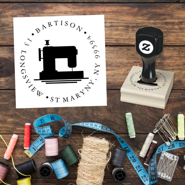 sewing machine ROUND RETURN ADDRESS Rubber Stamp (Creator Uploaded)
