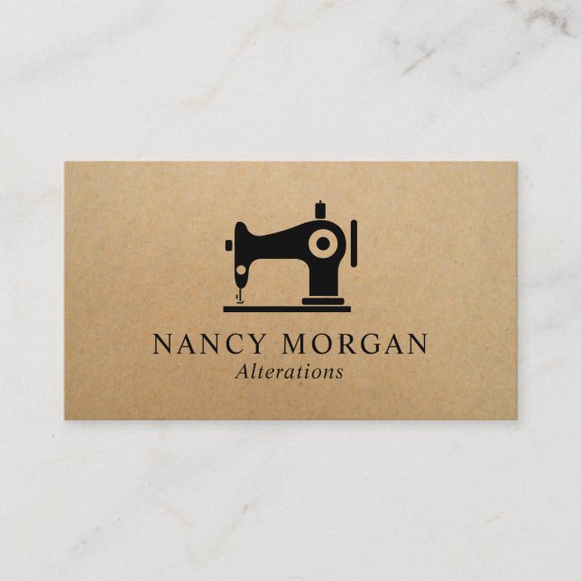 Sewing Machine Rustic kraft Business Card (Front)