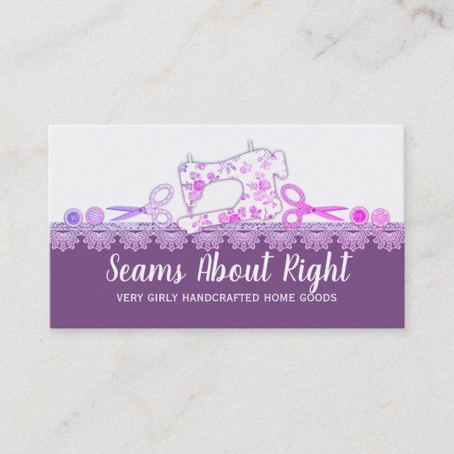 Sewing machine scissors seamstress business card (Front)