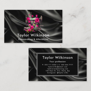 Sewing Machine Seamstress Black Business Card