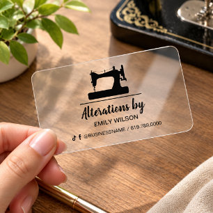 Sewing Machine Seamstress Clear Business Cards
