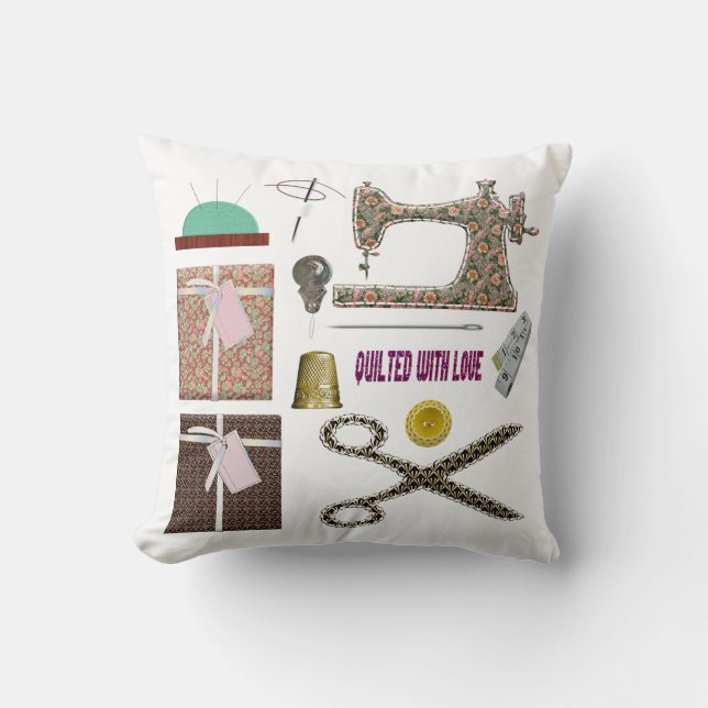 Sewing machine seamstress quilting sewing craft throw pillow (Front)