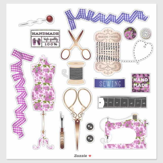 Sewing machine seamstress quilting sewing sticker (Sheet)
