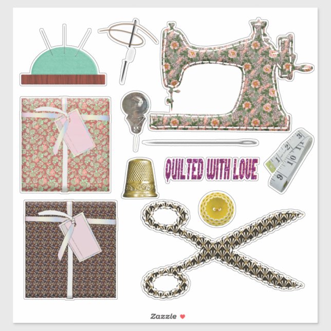 Sewing machine seamstress quilting sewing sticker (Sheet)