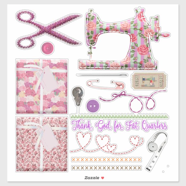 Sewing machine seamstress quilting sewing sticker (Sheet)