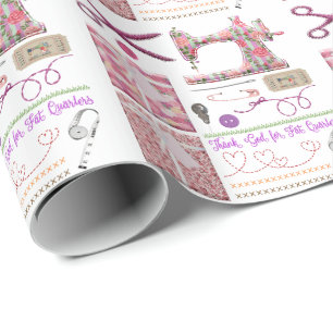 Sewing machine seamstress quilting sewing wrapping paper