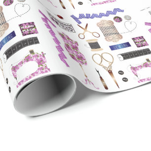 Sewing machine seamstress quilting sewing wrapping paper
