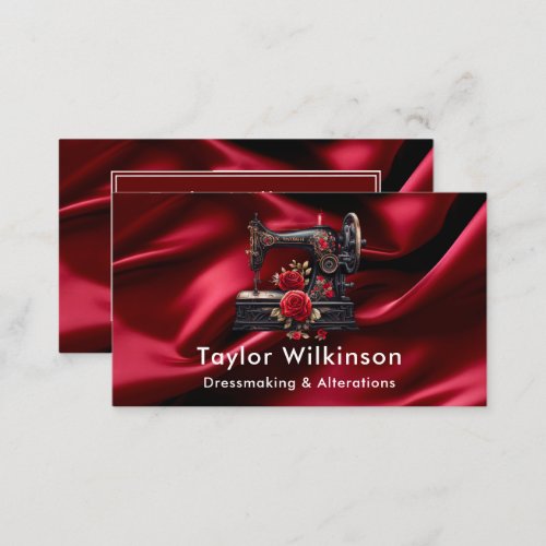 Sewing Machine Seamstress Red Business Card