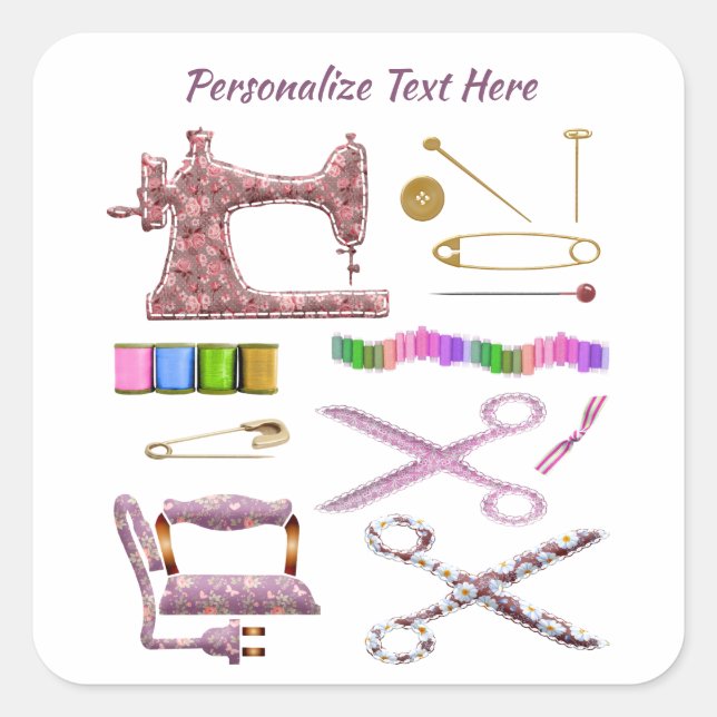 Sewing Machine & Seamstress Tailor Accessories Square Sticker (Front)