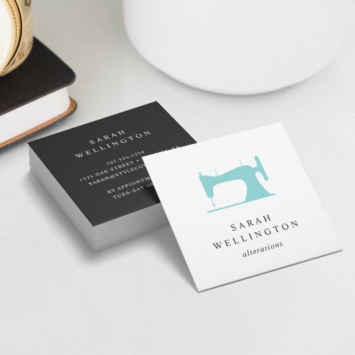 Sewing Machine  Seamstress Tailor Alterations Square Business Card