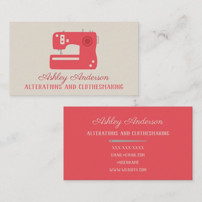 Sewing Machine Seamstress Tailor Business Card (Front/Back)
