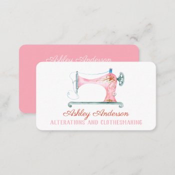 Sewing Machine Seamstress Watercolor Business Card by samanndesigns at Zazzle