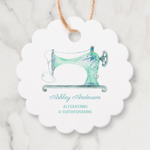 Sewing Machine Seamstress Watercolor Favor Tags