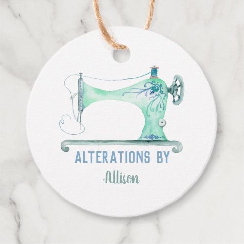 Sewing Machine Seamstress Watercolor Favor Tags