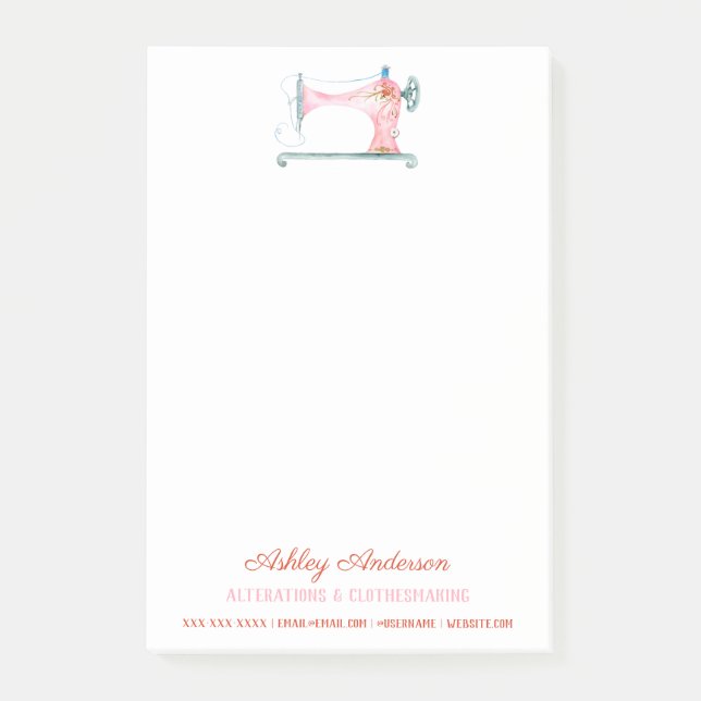 Sewing Machine Seamstress Watercolor Notes (Front)