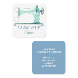 Sewing Machine Seamstress Watercolor Square Busine Business Card