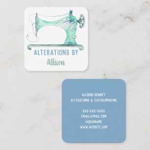 Sewing Machine Seamstress Watercolor Square Busine Business Card