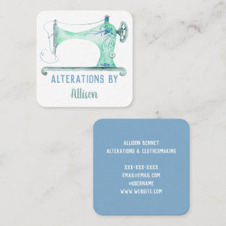 Sewing Machine Seamstress Watercolor Square Busine Square Business Card