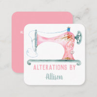 Sewing Machine Seamstress Watercolor Square Business Card