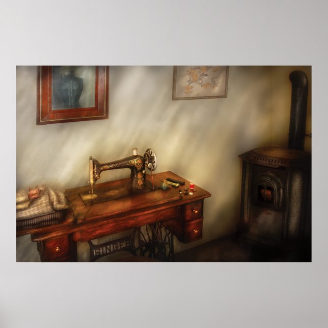 Sewing Machine - Sewing in a cozy room Poster (Front)