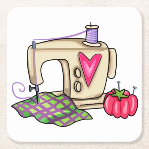 Sewing Machine Square Paper Coaster