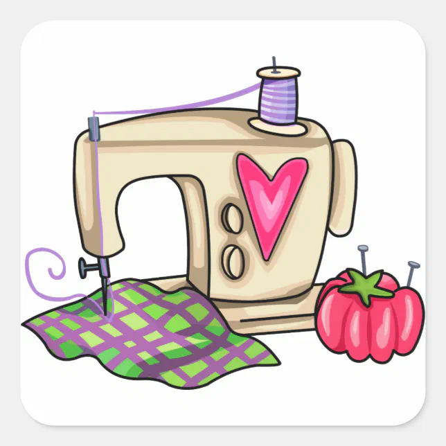 Sewing Machine Square Sticker | Zazzle