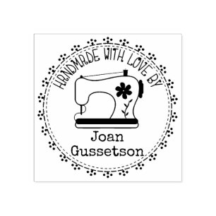 Sewing machine stitching handmade with love rubber stamp