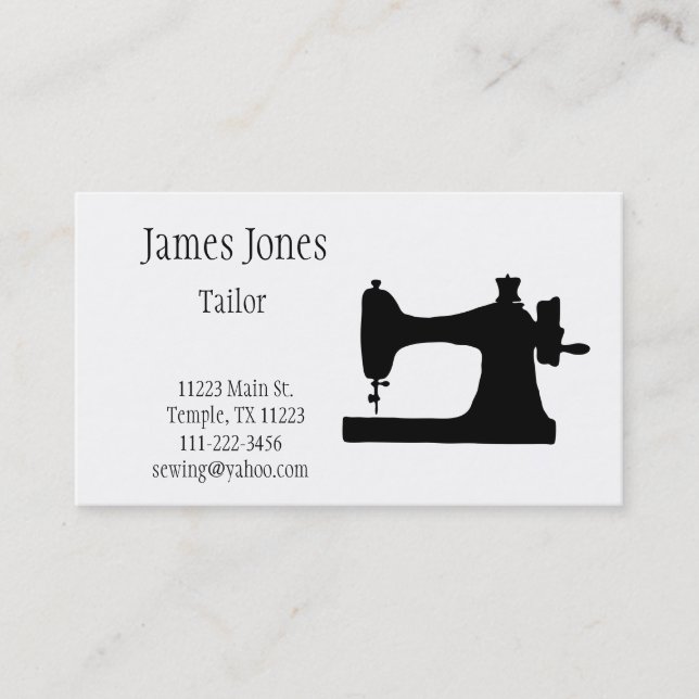 Sewing Machine Tailor Business Card (Front)