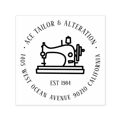 Sewing Machine Tailor Business Name Return Address Self_inking Stamp