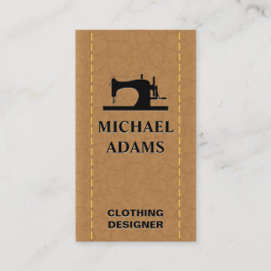 Sewing Machine Tailoring Stitched Leather Business Card