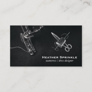 Sewing Machine Thimble and Shears Business Card