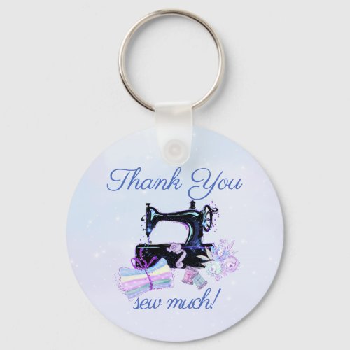 Sewing Machine Vintage Funny Blue Keychain