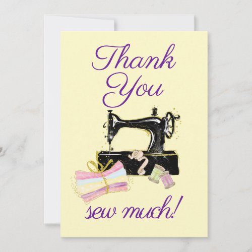 Sewing Machine Vintage Funny Flat Thank You Card