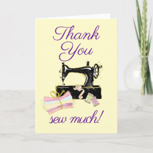 Sewing Machine Vintage Funny Letterpress Thank You Card