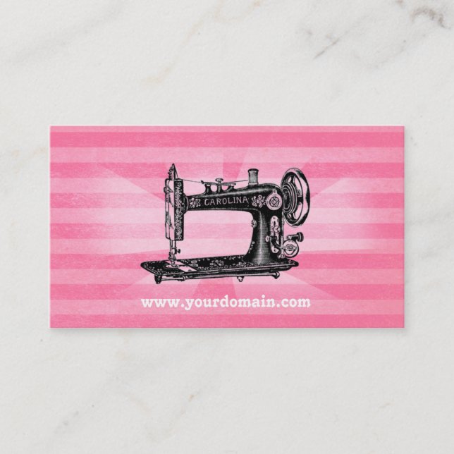 Sewing Machine Vintage Pink Business Card (Front)