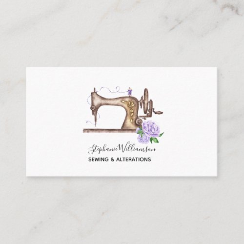 Sewing Machine  Watercolor Tailor  Business Card