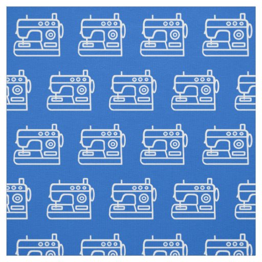 Sewing Machine White Outline Design Fabric
