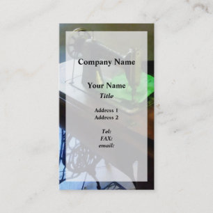 Sewing Machine With Green Cloth Business Card