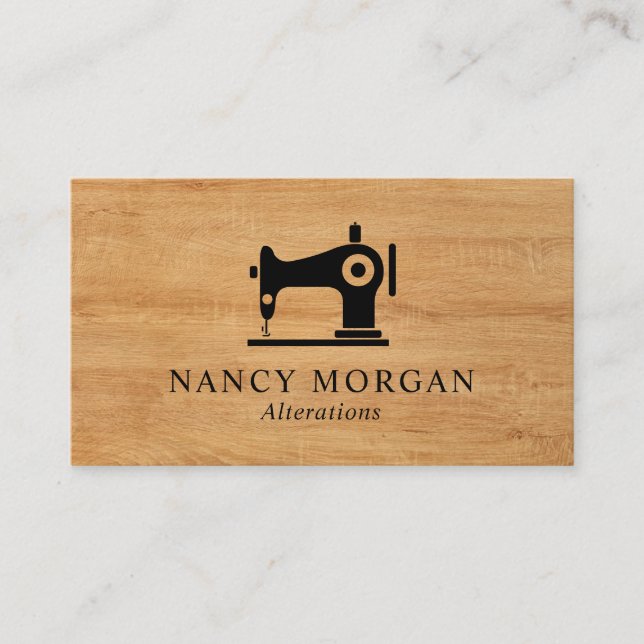 Sewing Machine Wood Business Card (Front)