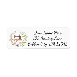 Sewing Machine Wreath Label