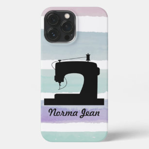 Sewing Machine / Your Text Striped iPhone Case
