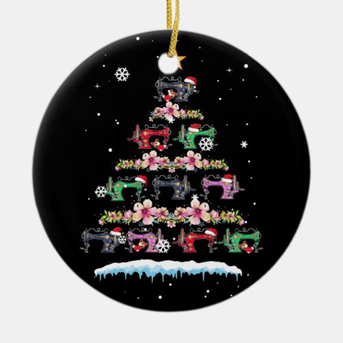 Sewing Machines Christmas Tree Funny Sewing Ceramic Ornament