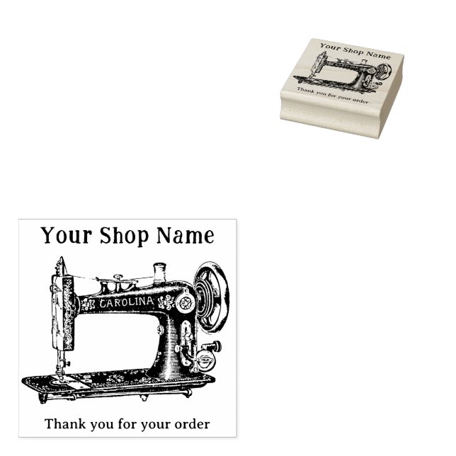 Sewing MachineTemplate Small Business Rubber Stamp (Stamped)