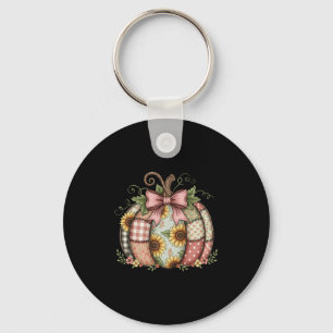 Sewing Mom Quilting Patchwork Pumpkin Quilt Floral Keychain