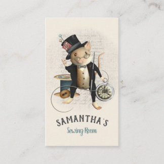 Sewing Mouse Victorian Inspired Illustration Business Card
