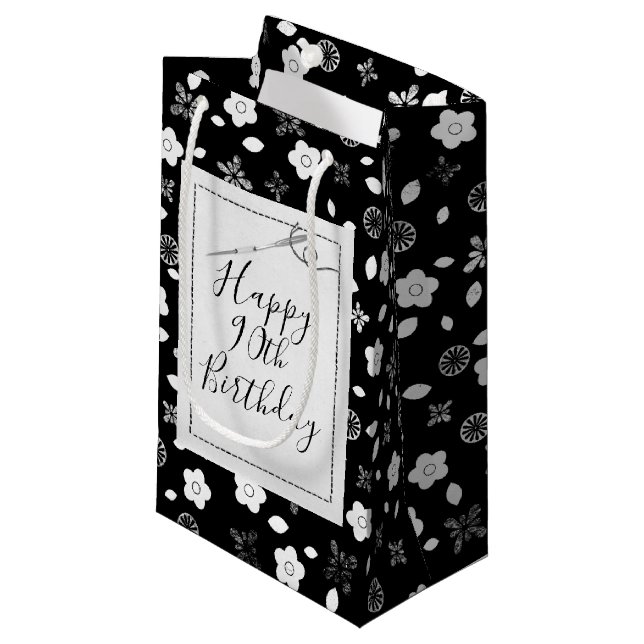 Sewing Needle for 90th Birthday Small Gift Bag (Front Angled)