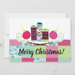 Sewing needle thread quilting Christmas card